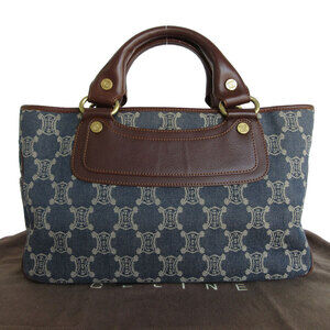 Celine Bag leather brown gold Boogie Indigo Blue canvas